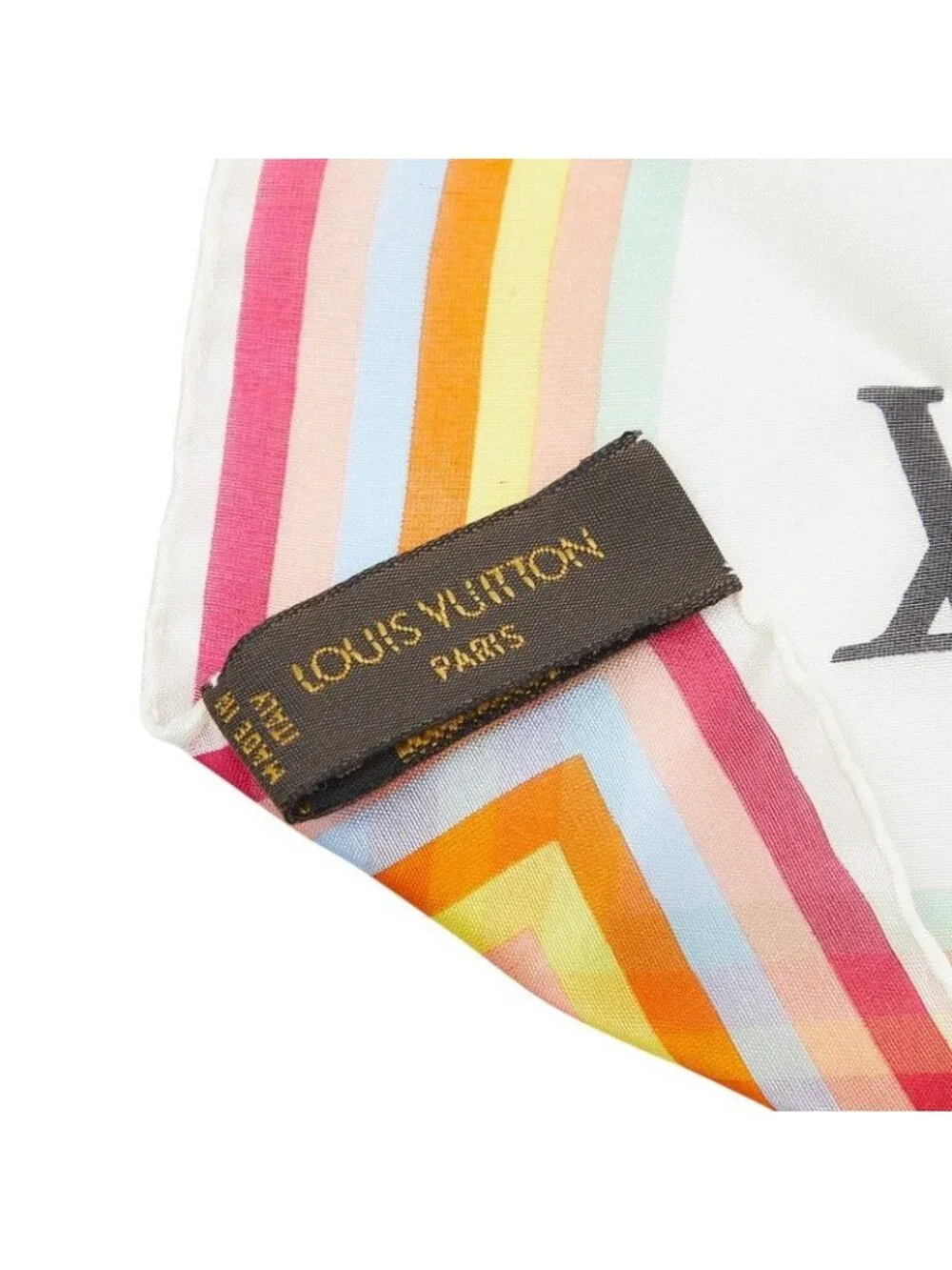 Louis Vuitton Monogram Multicolor Carre 45 Scarf Blanc Silk